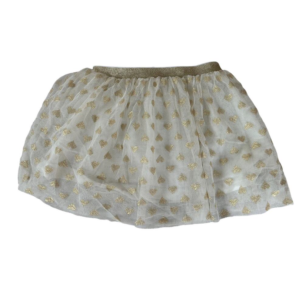 Hanna Andersson White Gold Heart Tulle Skirt size 85